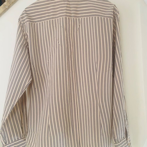 Armani Jeans striped dress shirt XL like new beige blue