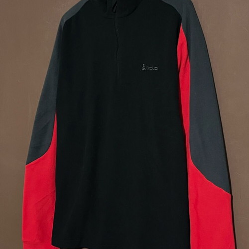 Odlo full zip fleece men's like new, size XXL, black/red