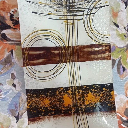 Glass brown serving tray set with fruit bowl and wooden basket