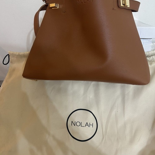 Nolah shoulder bag tan new with short and long strap, gold details