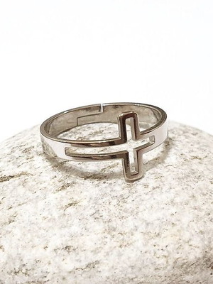 Cross ring openable from steel silver color new