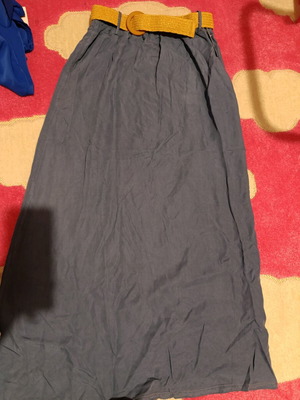 Φούστα μακριά navy blue καινούργια με τσέπες και ψάθινη ζώνη
