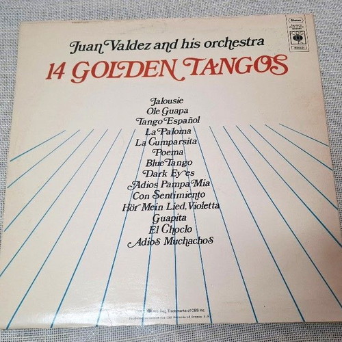 Juan Valdez And His Orchestra 14 Golden Tangos LP, λατινικά