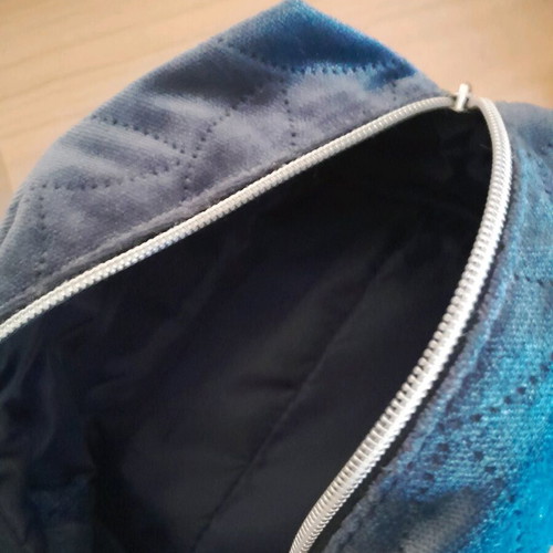 Blue velour toiletry bag like new