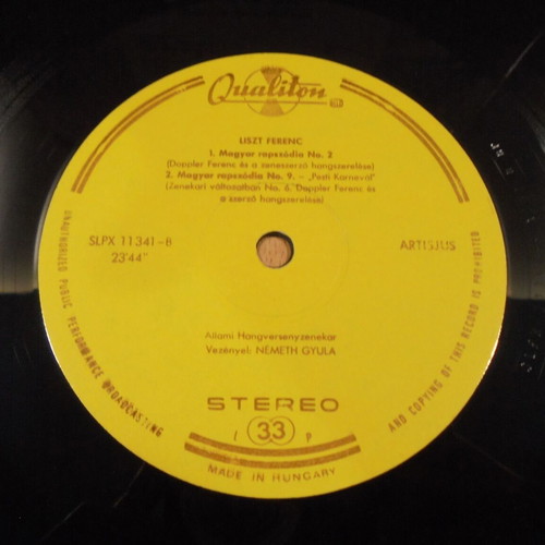 Liszt Hungarian State Orchestra Gyula Németh vinyl record used 33 rpm 1975