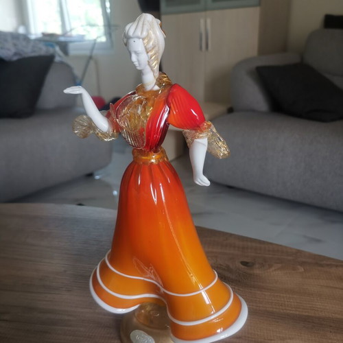 Murano glass female figure, handmade Italian vintage
