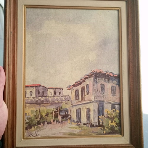 Vintage painting used, possibly by P. Tetsis 30x24