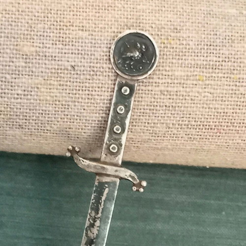 Silver 925 paper cutter used, miniature 10 cm, width 0.50mm