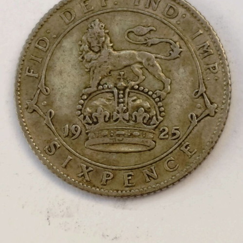 British sixpence silver coin 1925