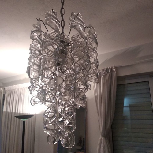 Italian Murano ceiling light Mazzega new, five-light pendant