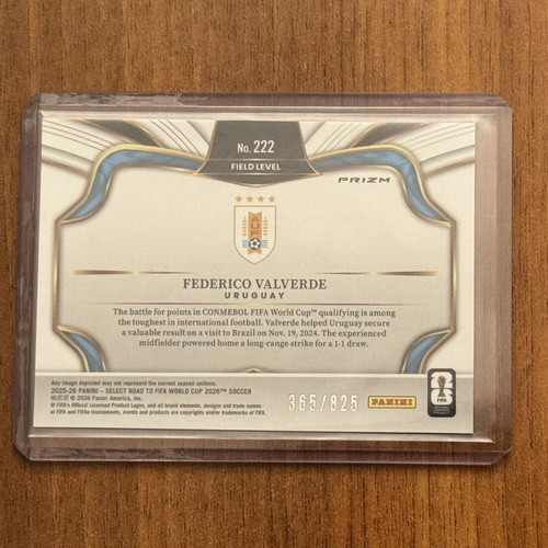 2025-26 Panini Select Federico Valverde FIFA World Cup card #222 Orange Mojo Prizm