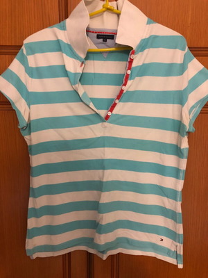 Tommy Hilfiger Womens T-shirt like new, blue and white, XXL