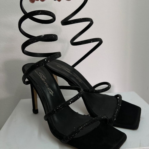 Sante sandals with rhinestones, black, size 37