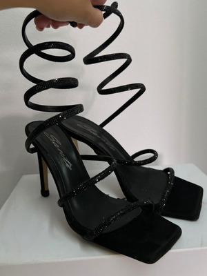 Sante sandals with rhinestones, black, size 37