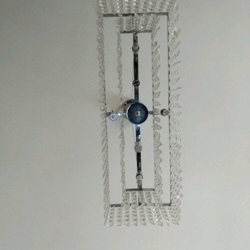 Crystal bar ceiling light like new with adjustable height