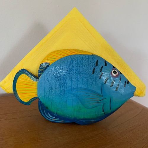 Fish napkin holder like new, handmade wood