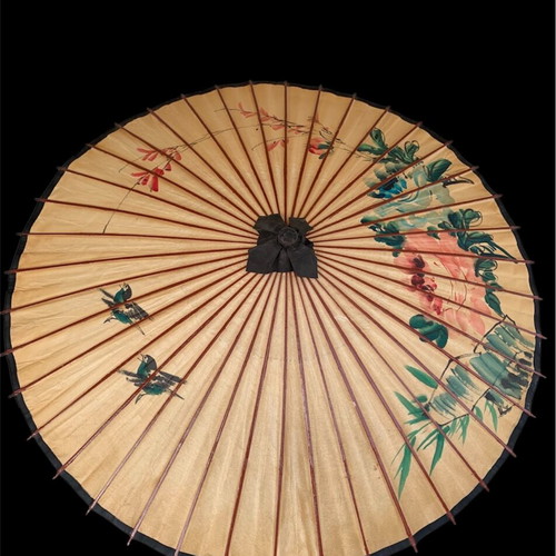 Chinese wooden decorative umbrella used, hand-painted