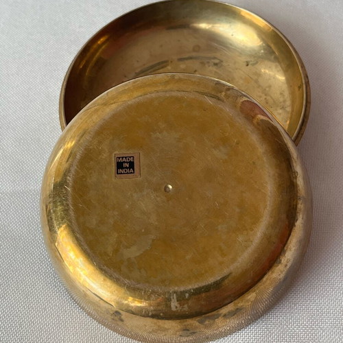 Vintage brass trinket box used, Art Nouveau style, made in India