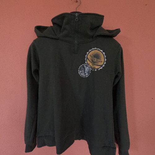 Women's dark green sweatshirt with zipper and hood like new