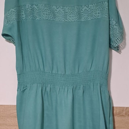 Accessorize teal green lace insert smocked tunic mini dress, size S