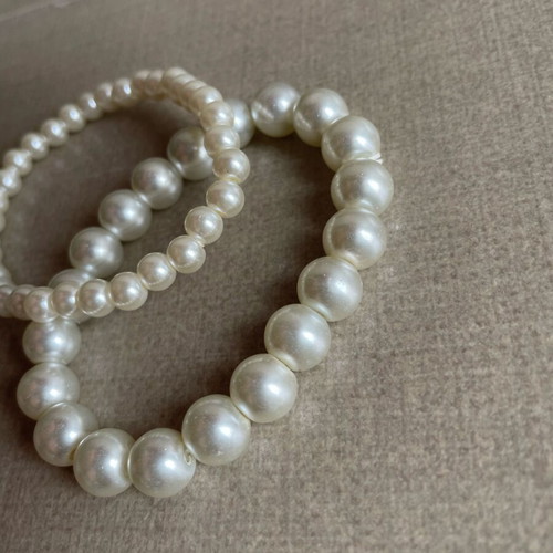 Pearl two bracelets new, white and beige
