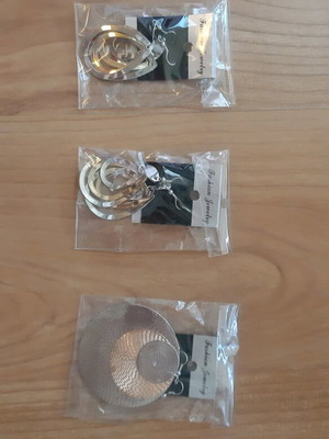 Σκουλαρίκια κρεμαστά καινούργια, 3 ζευγάρια, χρυσαφί και ασημί