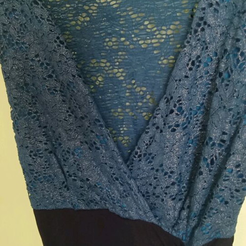 Evening dress like new with lace top and side elastic