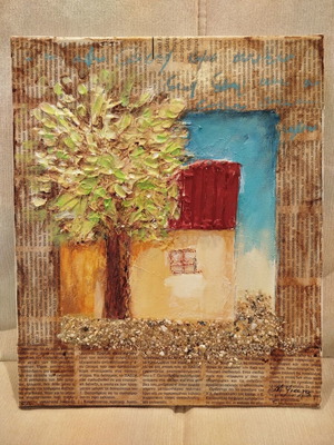 Original Mixed Media Collage Painting by Maria Psiacha 25x30 cm