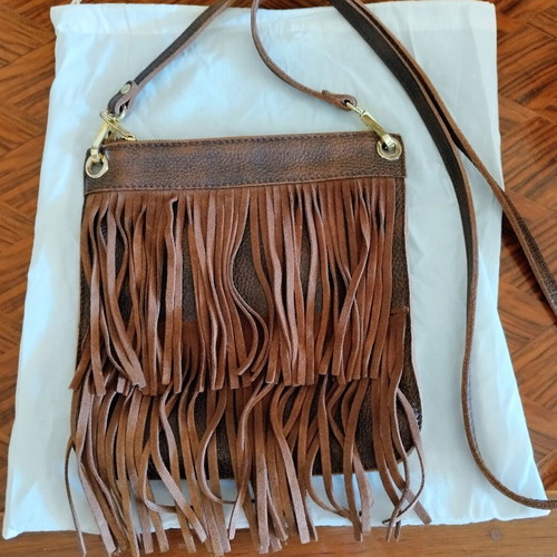 Senso Di Lusso Boho leather crossbody shoulder bag, brown