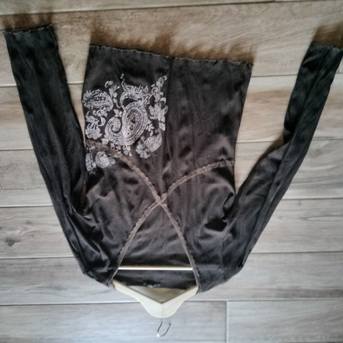 Brown transparent blouse with long sleeves, elastic