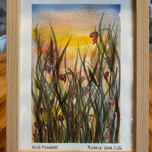 Watercolor in frame new, handmade 22x17