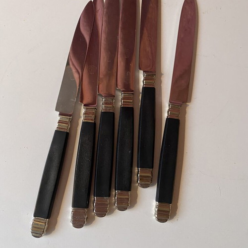 Inox German Stainless Steel Kitchen Knives Set of 6 used, black handle