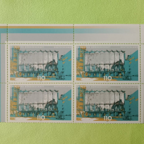 German 1999 stamp with Bonn first day cover, mint block of four