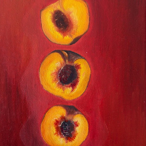 Peaches oil painting on canvas A4 size new