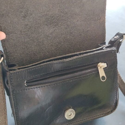 Women's crossbody bag like new, black genuine leather, Greek made