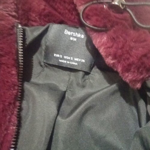 Bershka Fur Jacket Burgundy Size Small New