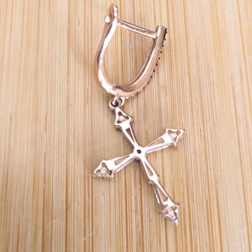 Galleria Armadoro single cross earring new, silver .925 gold plated