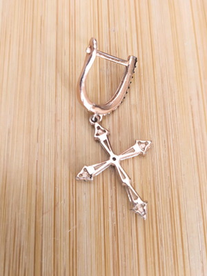 Galleria Armadoro single cross earring new, silver .925 gold plated