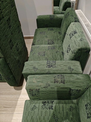 Sofa set like new with 3-seat, 2-seat and armchair with covers