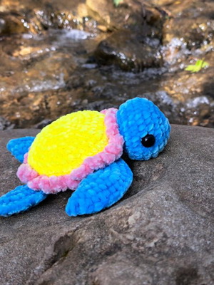 Water Flower Turtle custom order, handmade knitted plush