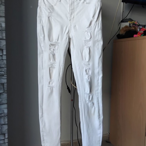 H&M Divided White High-Waisted Cotton Stretch Pants M 38 Like New