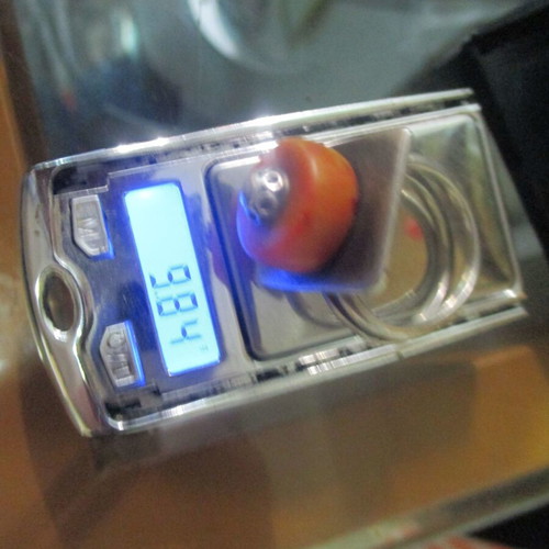 Silver ring with coral Bamboo, like new, adjustable size
