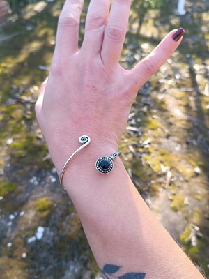 Black Tourmaline Silver Plated Bracelet new