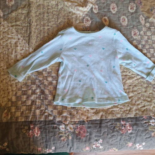 Cotton baby shirt blue ribbed, like new, 6-9 months