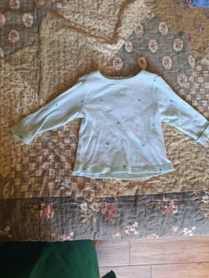 Cotton baby shirt blue ribbed, like new, 6-9 months