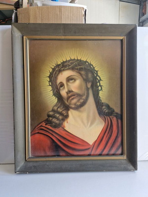 Jesus image used, from 1950 era