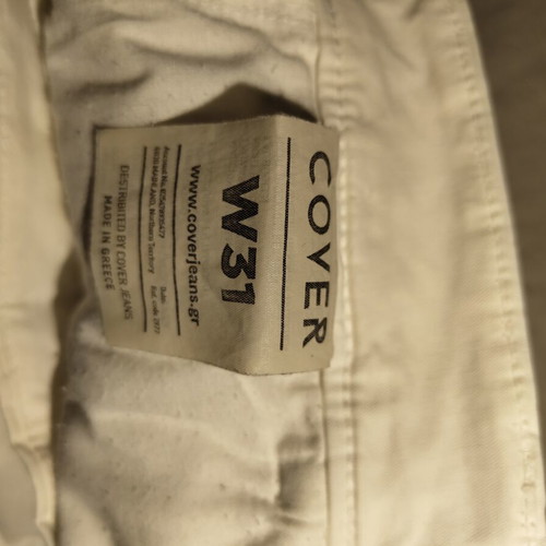 Cover Jeans men's pants used, size 31, white, zipper needs repair