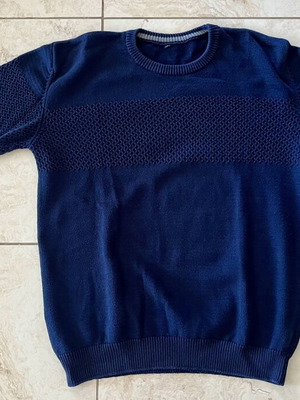 Woolen knitted sweater 100% cotton used, blue, size L