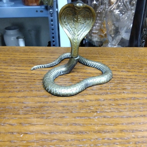 Bronze cobra-style single candle holder used 14x8x8 cm