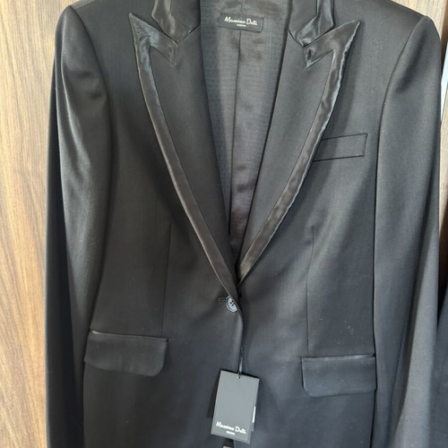 Massimo Dutti Black Tuxedo Blazer and Skirt Suit with Satin Details